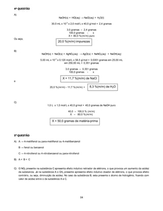 que estes mesmos imigrantes, pejorativamente apelidados de emboabas, também se consideravam independentes, ao
ponto de elegerem Manuel Nunes Viana como seu governador.


(PERUD QmR VHMD XPD H[LJrQFLD        , o candidato também poderá acrescentar à resposta

que, as primeiras dissensões entre paulistas e emboabas datam de 1706; mas foi a partir de 1707 que ocorreram os
primeiros conflitos; em conseqüência, os conflitos entre paulistas e emboabas tornaram-se inevitáveis, em 1708; o
conflito terminou em 1709, com a intervenção do Governador do Rio de Janeiro, configurando-se a derrota dos paulistas.


B) Será considerada como resposta:

a criação da CAPITANI A (Real) DE SÃO PAULO E MINAS DO OURO, em (03 de novembro de) 1709, subtraindo da
Capitania do Espírito Santo a maior parte de seu território original.

Será também aceita como parte da resposta a proibição de abertura de estradas ligando a Capitania do Espírito Santo à
Capitania (Real) de São Paulo e Minas do Ouro.

    w
       48(67­2



A) Dada a amplitude do tema e sua complexidade, será considerada como resposta uma redação que, minimamente
contenha as seguintes referências:

2 0(5268/ p XPD XQLmR DGXDQHLUD RX EORFR HFRQ{PLFR GH LQWHJUDomR UHJLRQDO FRPSRVWR EDVLFDPHQWH

SRU $UJHQWLQD %UDVLO 3DUDJXDL H 8UXJXDL




6HUmR      WDPEpP   FRQVLGHUDGDV     FRPR   SDUWH   GD   UHVSRVWD   HQWUH   RXWUDV   UHIHUrQFLDV   FRPSOHPHQWDUHV    j

KLVWRULFLGDGH GD IRUPDomR GR EORFR HFRQ{PLFR FLWDo}HV WDLV FRPR



- o Mercado Comum do Sul – MERCOSUL – é uma união aduaneira regional, cujas origens se remetem à ALALC;

- originalmente, o Mercado Comum tem início com a Declaração de Iguaçu, assinada em 1985, entre Argentina e Brasil;

- em 1988, os dois países assinaram o Tratado de Integração, Cooperação e Desenvolvimento, admitindo a participação
de outros países;

- em 1991, com a assinatura do Tratado de Assunção, o Paraguai e Uruguai passaram a integrar esta Mercado Comum,
que passou a se denominar de MERCOSUL;

- em 1996, Bolívia e Chile foram considerados com o status de associados;

- também foram admitidos como Estados Associados o Peru (2003), Colômbia (2004) e Equador (2004).

- atualmente, a Venezuela encontra-se em processo de incorporação;


7DPEpP VHUmR FRQVLGHUDGDV FRPR SDUWH GD UHVSRVWD HQWUH RXWUDV UHIHUrQFLDV FRPSOHPHQWDUHV FLWDo}HV

TXDQWR DRV GLYHUVRV FRPSURPLVVRV ILUPDGRV WDLV FRPR



- foram firmados compromissos para a fixação da Zona de Livre Comércio, mediante acordos entre os países signatários;

- foram firmados compromissos para dinamizar a economia regional, possibilitar a circulação de capitais, mercadorias,
força de trabalho e demais pessoas entre entre os Estados membros;

- foram firmados compromissos de integração, compreendendo o financiamento de programas de convergência
estrutural, competividade, coesão social e infra-estrutura institucional e para o crescimento do emprego;
 