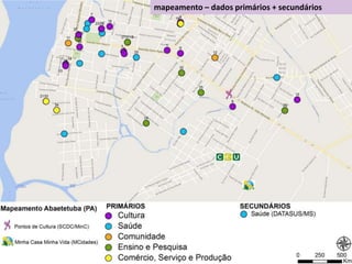 mapeamento – dados primários + secundários
 
