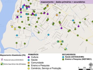 mapeamento – dados primários + secundários
 