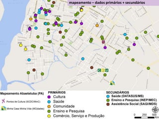 mapeamento – dados primários + secundários
 