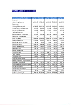 Profit & Loss (Consolidated)
 