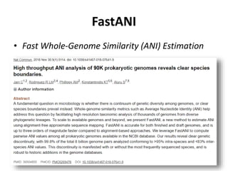 FastANI
• Fast Whole-Genome Similarity (ANI) Estimation
 