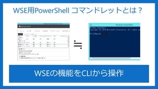 WSE用PowerShell コマンドレットとは？
≒
WSEの機能をCLIから操作
 