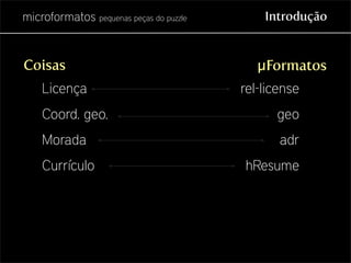 Microformatos - pequenas peças do puzzle