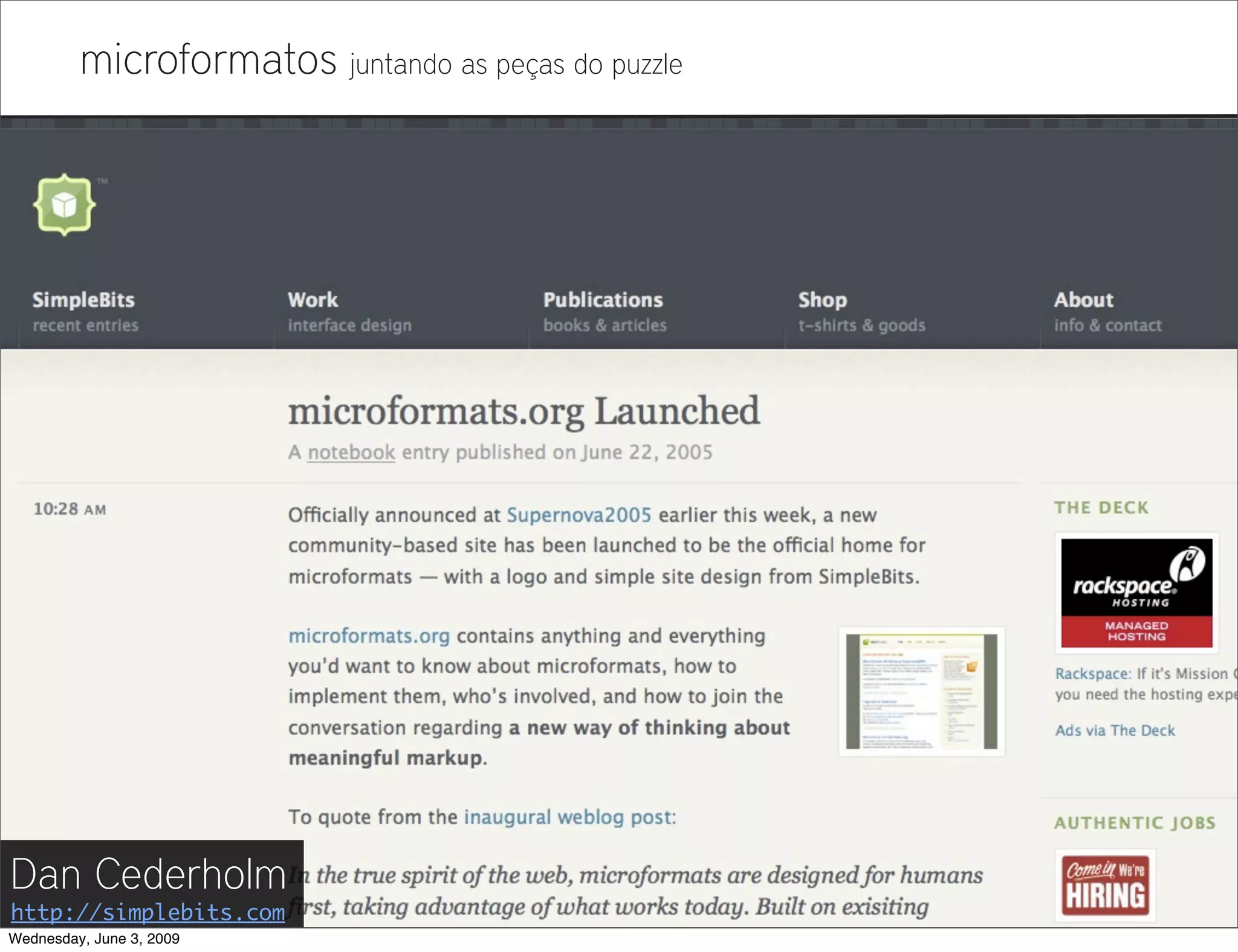 Microformatos - 2009 - Juntando as Peças do Puzzle