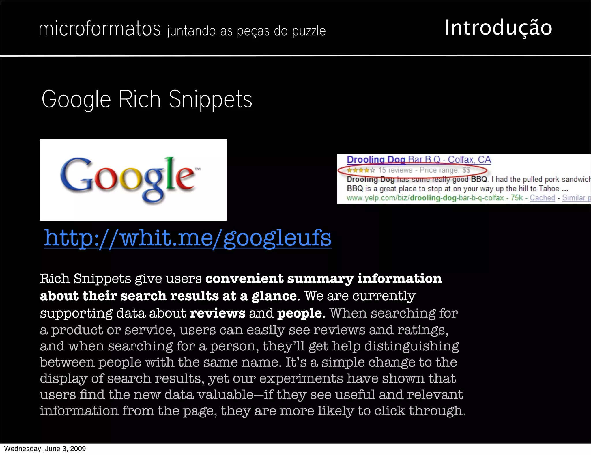 Microformatos - 2009 - Juntando as Peças do Puzzle