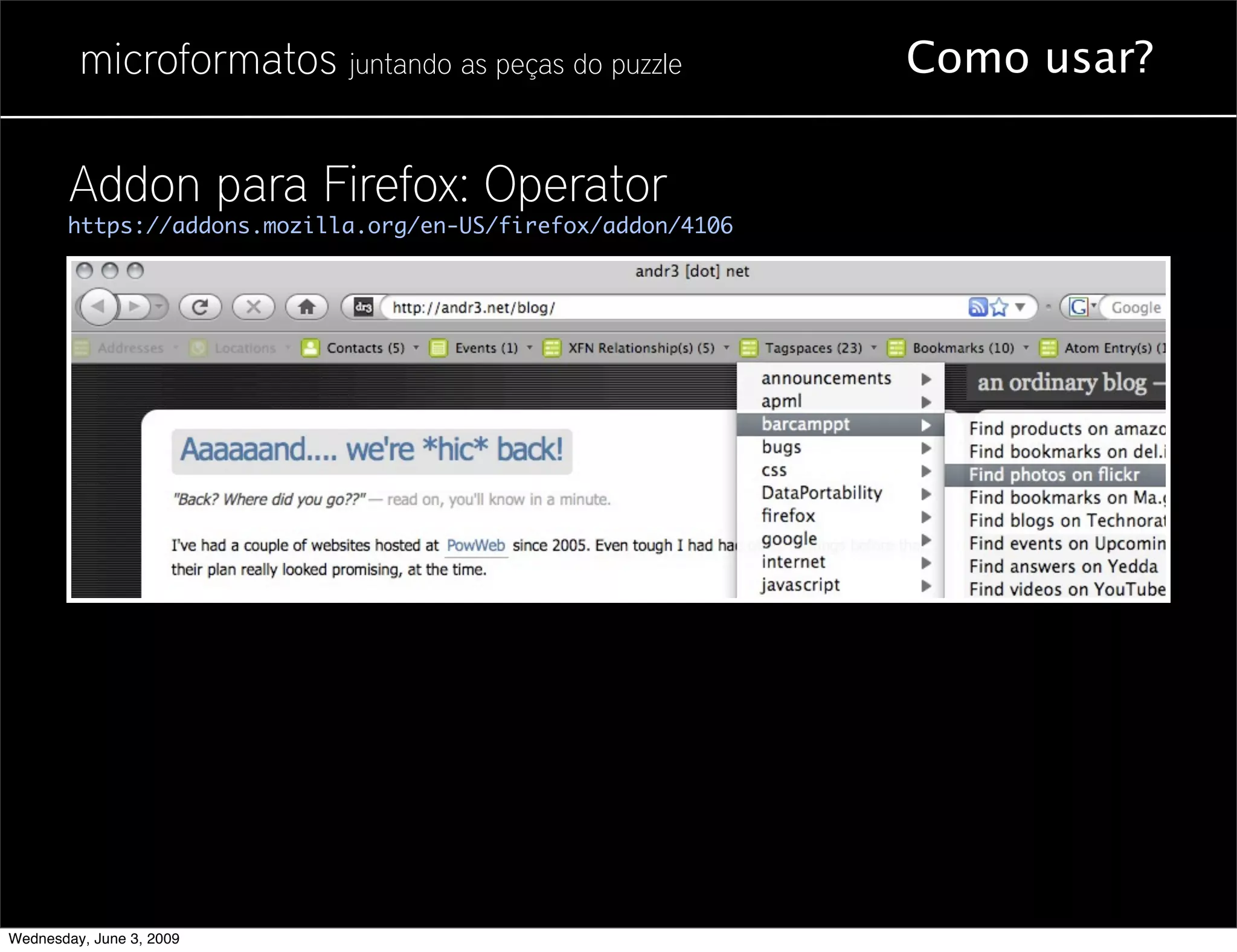 Microformatos - 2009 - Juntando as Peças do Puzzle