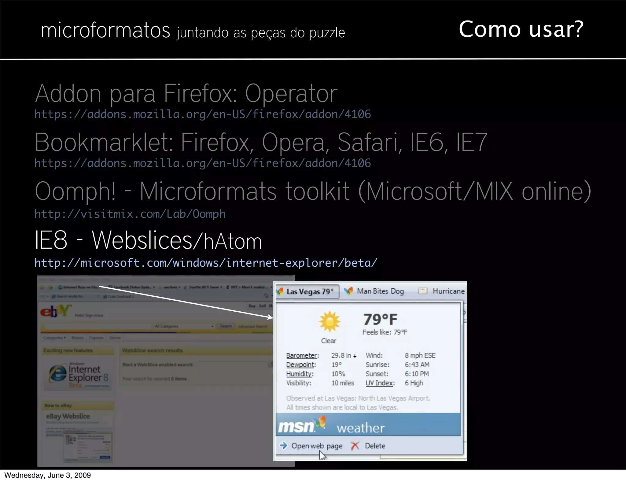 Microformatos - 2009 - Juntando as Peças do Puzzle