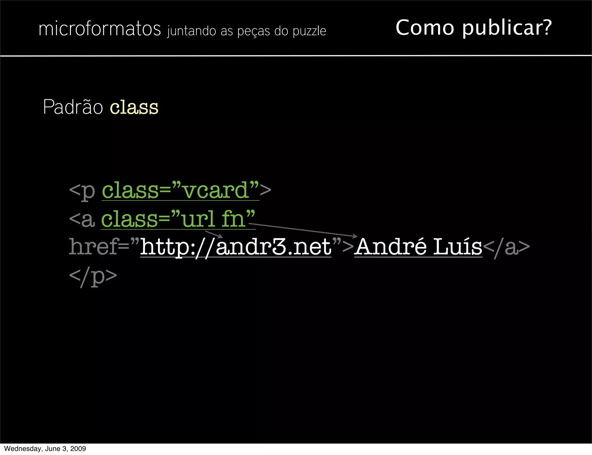 Microformatos - 2009 - Juntando as Peças do Puzzle