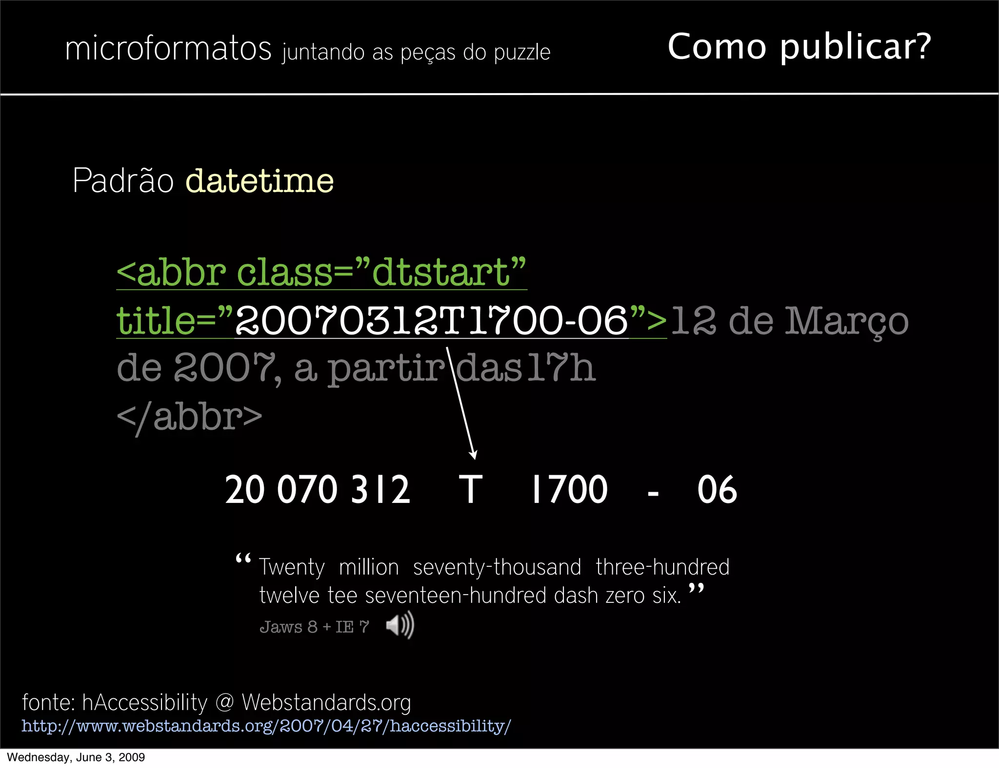 Microformatos - 2009 - Juntando as Peças do Puzzle