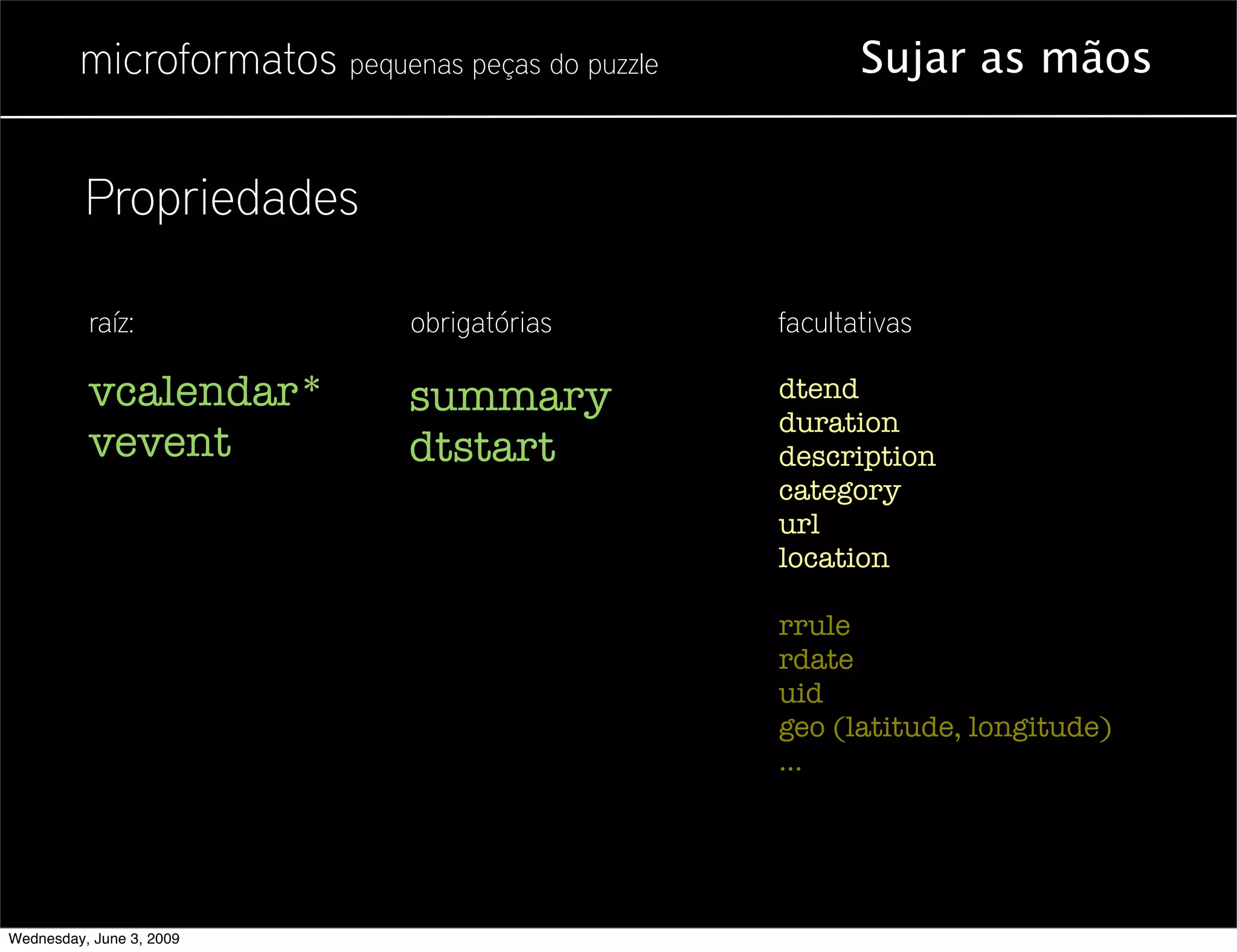 Microformatos - 2009 - Juntando as Peças do Puzzle