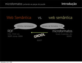 microformatos juntando as peças do puzzle                             Introdução



            Web Semântica             ...