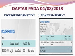 DAFTAR PADA 04/08/2013
PACKAGE INFORMATION

U TOKEN STATEMENT

 