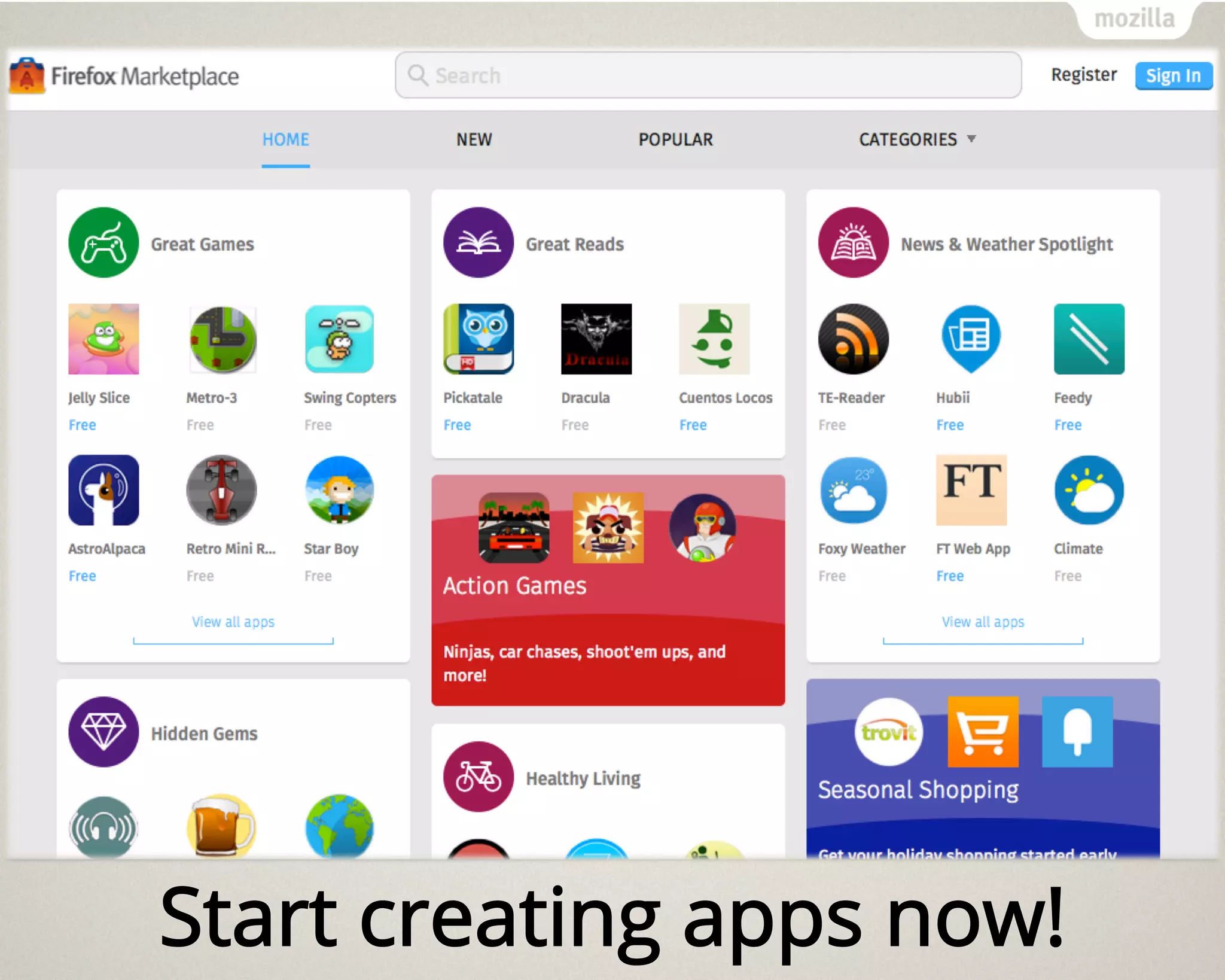 Start creating apps now! 
 