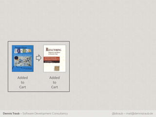 Added                  Added
            to                     to
           Cart                   Cart




Dennis Traub – Software Development Consultancy   @dtraub – mail@dennistraub.de
 