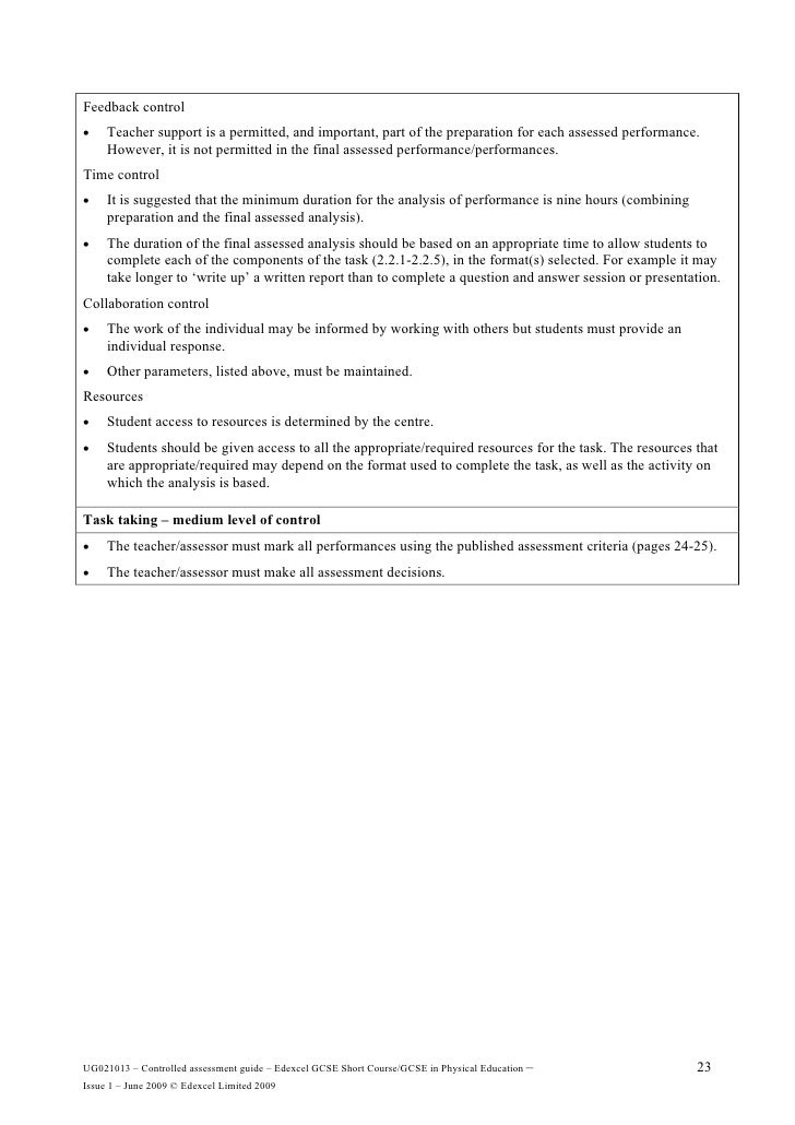 Gcse pe analysis performance coursework