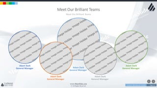 w w w . D o m a i n . c o m Page 117
www.MainSlide.com
© All Rights Reserved.
Confidential
Meet Our Brilliant Teams
Meet Our Brilliant Teams
Adam Dark
General Manager
Adam Dark
General Manager
Adam Dark
General Manager
Adam Dark
General ManagerAdam Dark
General Manager
 