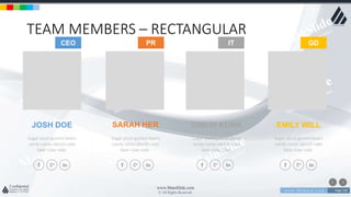 w w w . D o m a i n . c o m Page 129
www.MainSlide.com
© All Rights Reserved.
Confidential
TEAM MEMBERS – RECTANGULAR
JOSH DOE
Sugar plum gummi bears
candy canes danish cake
bear claw cake.
SARAH HER
Sugar plum gummi bears
candy canes danish cake
bear claw cake.
SIMON KONK
Sugar plum gummi bears
candy canes danish cake
bear claw cake.
EMILY WILL
Sugar plum gummi bears
candy canes danish cake
bear claw cake.
CEO PR IT GD
 