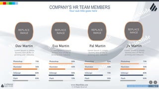 w w w . D o m a i n . c o m Page 37
www.MainSlide.com
© All Rights Reserved.
Confidential
Photoshop 70%
Illustrator 90%
InDesign 80%
Flash 60%
Dav Martin
Lorem Ipsum is simply
dummy text of the in
printing and industry.
Photoshop 80%
Illustrator 60%
InDesign 90%
Flash 50%
Eva Martin
Lorem Ipsum is simply
dummy text of the in
printing and industry.
Photoshop 92%
Illustrator 40%
InDesign 70%
Flash 90%
Pal Martin
Lorem Ipsum is simply
dummy text of the in
printing and industry.
Photoshop 70%
Illustrator 90%
InDesign 80%
Flash 60%
Jiv Martin
Lorem Ipsum is simply
dummy text of the in
printing and industry.
COMPANY’S HR TEAM MEMBERS
Your sub title goes here
 