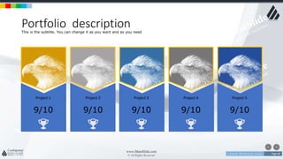 w w w . D o m a i n . c o m Page 48
www.MainSlide.com
© All Rights Reserved.
Confidential
Portfolio descriptionThis is the subtitle. You can change it as you want and as you need
Project 1
9/10
Project 2
9/10
Project 3
9/10
Project 4
9/10
Project 5
9/10
 