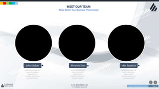 w w w . D o m a i n . c o m Page 67
www.MainSlide.com
© All Rights Reserved.
Confidential
MEET OUR TEAM
Make Better Your Business Presentation
John Silaban
Lorem ipsum dolor sit
amet, consectetur
adipiscing elit.
Curabitur elementum
posuere pretium.
Miranda Doe
Lorem ipsum dolor sit
amet, consectetur
adipiscing elit.
Curabitur elementum
posuere pretium.
Max Sopacua
Lorem ipsum dolor sit
amet, consectetur
adipiscing elit.
Curabitur elementum
posuere pretium.
 
