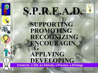 SUPPORTING PROMOTING RECOGNIZING ENCOURAGING APPLYING DEVELOPING S.P.R.E.A.D. 