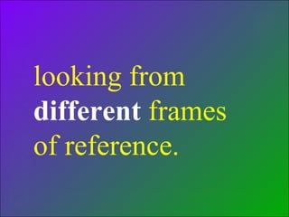 looking from  different  frames  of reference.   