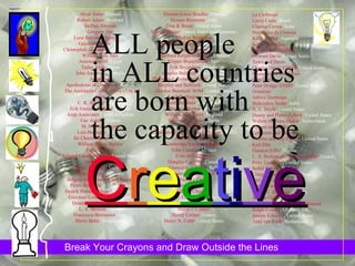 Le Corbusier Lucio Costa , Brazil Charles Correa , India Domenico da Cortona Keith Cottier , Australia Justus Dahinden Paeonis and Daphnis Howard Davis , United States Town and Davis Charles Davis/ EHDD , United States Paeonius and Demetrios John Dobson Peter Dodge/ EHDD , United States Domitian Adrien Dortsman Balkrishna Doshi , India A. E. Doyle , United States Duany and Plater-Zyberk , United States Willem Marinus Dudok , Netherlands Bijvoet and Duiker Contamin and Dutert Charles and Ray Eames , United States Karl Ehn Gustave Eiffel , France L. A. Boileau and Gustave Eiffel , France Peter Eisenman , United States Sedad Eldem , Turkey Craig Ellwood , United States Carl Ludvig Engel Kobori Enshu Arthur C. Erickson , Canada Johann Fisher von Erlach Joseph Esherick, Esherick Homsey  Ralph Erskine , England, UK,  Joseph Esherick , United States Aldo van Eyck , Netherlands Alvar Aalto , Finland Robert Adam , Scotland Steffen Ahrends Gregory Ain Leon Battista Alberti , Italy Galeazzo Alessi , Italy Christopher Alexander , United States William Van Alen Amenophis III , Egypt Tadao Ando , Japan John Andrews , Australia Anthemios Apollodorus of Damascus , Roman The Architects Collaborative (TAC) Arton C. R. Ashbee , England Erik Gunnar Asplund , Sweden Arup Associates  United Kingdom Gae Aulenti , France M. H. Baillie-Scott Luis Barragan , Mexico Sir Charles Barry , England William Henry Barlow Falke Barmou Edward Larabee Barnes , United States Geoffrey Bawa Gunter Behnisch , Germany Peter Behrens , Germany Belgiojoso, Peressutti and Rogers Pietro Belluschi , United States Henrik Petrus Berlage , Netherlands Giovanni Lorenzo Bernini , Italy Dominikus Böhm , Germany L. A. Boileau , France Francesco Borromini , Italy Mario Botta , Switzerland Etienne-Louis Boullee , France Donato Bramante , Italy Zion & Breen , United States Marcel Breuer , United States and Germany Michiel Brinkman Johannes Brinkman , Netherlands Neave Brown Isambard Kingdom Brunel , England Filippo Brunelleschi , Italy Erik Bryggman , Finland Charles Bulfinch , United States Thornton-Latrobe-Bulfinch , United States Shepley and Bulfinch , United States Gordon Bunshaft/ SOM , United States Lord Burlington , England Daniel Burnham , United States Decimus Burton , England William Butterfield , England Santiago Calatrava , Spain Callicrates Ictinus and Callicrates with Phidias , Greece Arnolfo di Cambio Cambridge Seven Associates Felix Candela , Mexico Cola da Caprarola Douglas Cardinal , Canada Giancarlo de Carlo , Italy Carrere and Hastings Richard Castle Severus and Celer William Chambers G. P. Chedanne , France Serge Chermayeff Mario J. Ciampi Henry Ciriani , France Henry N. Cobb , United States ALL people in ALL countries are born with the capacity to be C r e a t i v e 