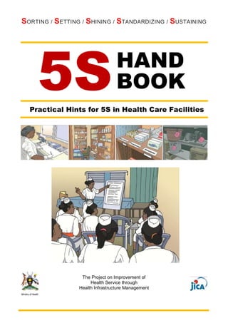 SORTING / SETTING / SHINING / STANDARDIZING / SUSTAINING
5SHAND
BOOK
Practical Hints for 5S in Health Care Facilities
The Project on Improvement of
Health Service through
Health Infrastructure Management
Ministry of Health
 
