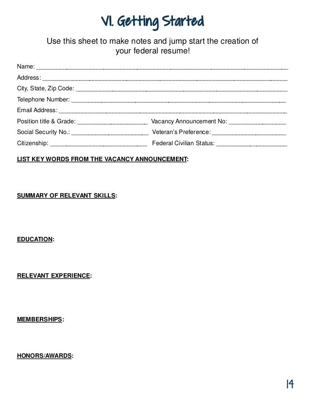 federal resume keywords