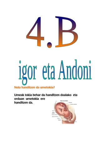 Nola handitzen da umetokia?

Umeak tokia behar du handitzen doalako eta
orduan umetokia ere
handitzen da.
 
