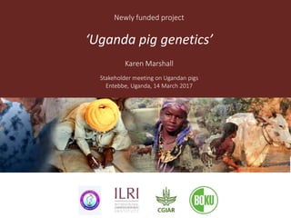 Newly funded project
‘Uganda pig genetics’
Karen Marshall
Stakeholder meeting on Ugandan pigs
Entebbe, Uganda, 14 March 2017
 