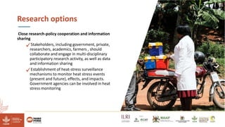 Reducing climate-induced heat stress in pigs in Uganda―Policy actions