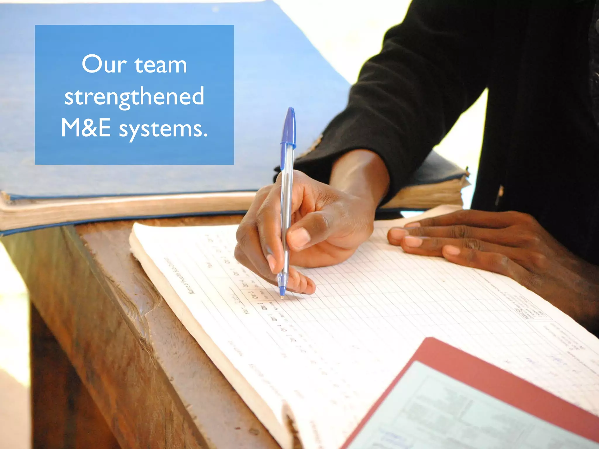 Our team
strengthened
M&E systems.
 