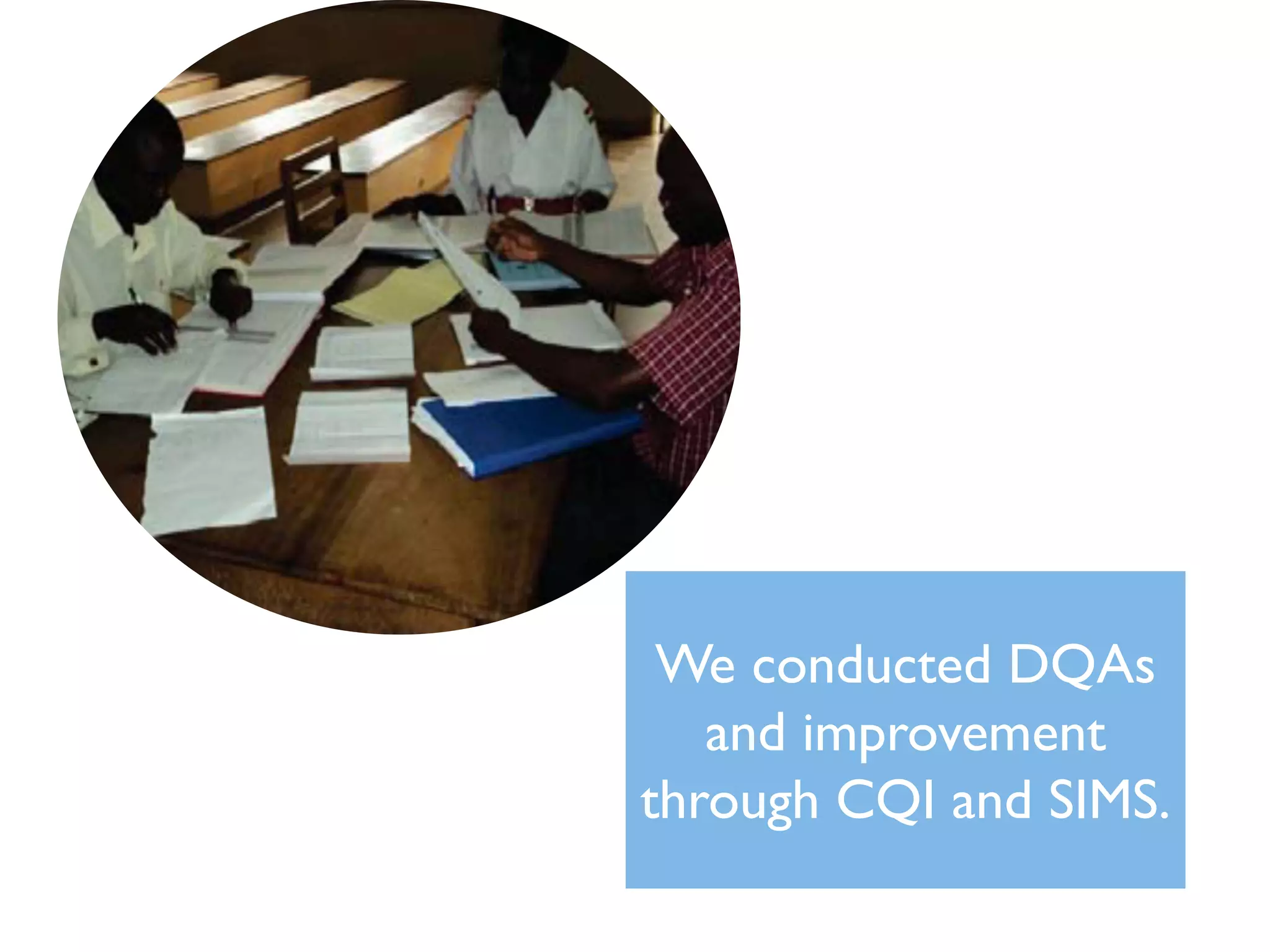 We conducted DQAs
and improvement
through CQI and SIMS.
 