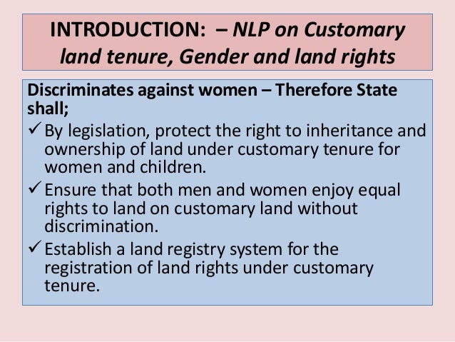 Strengthening Womens Land Rights And Security Of Tenure For - 