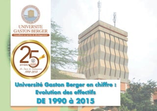 Université Gaston Berger en chiffre :
Evolution des effectifs
DE 1990 à 2015
 