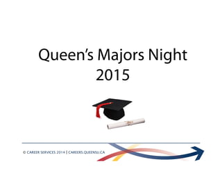 Queen’s Majors Night 
2015 
© CAREER SERVICES 2014 | CAREERS.QUEENSU.CA 
 