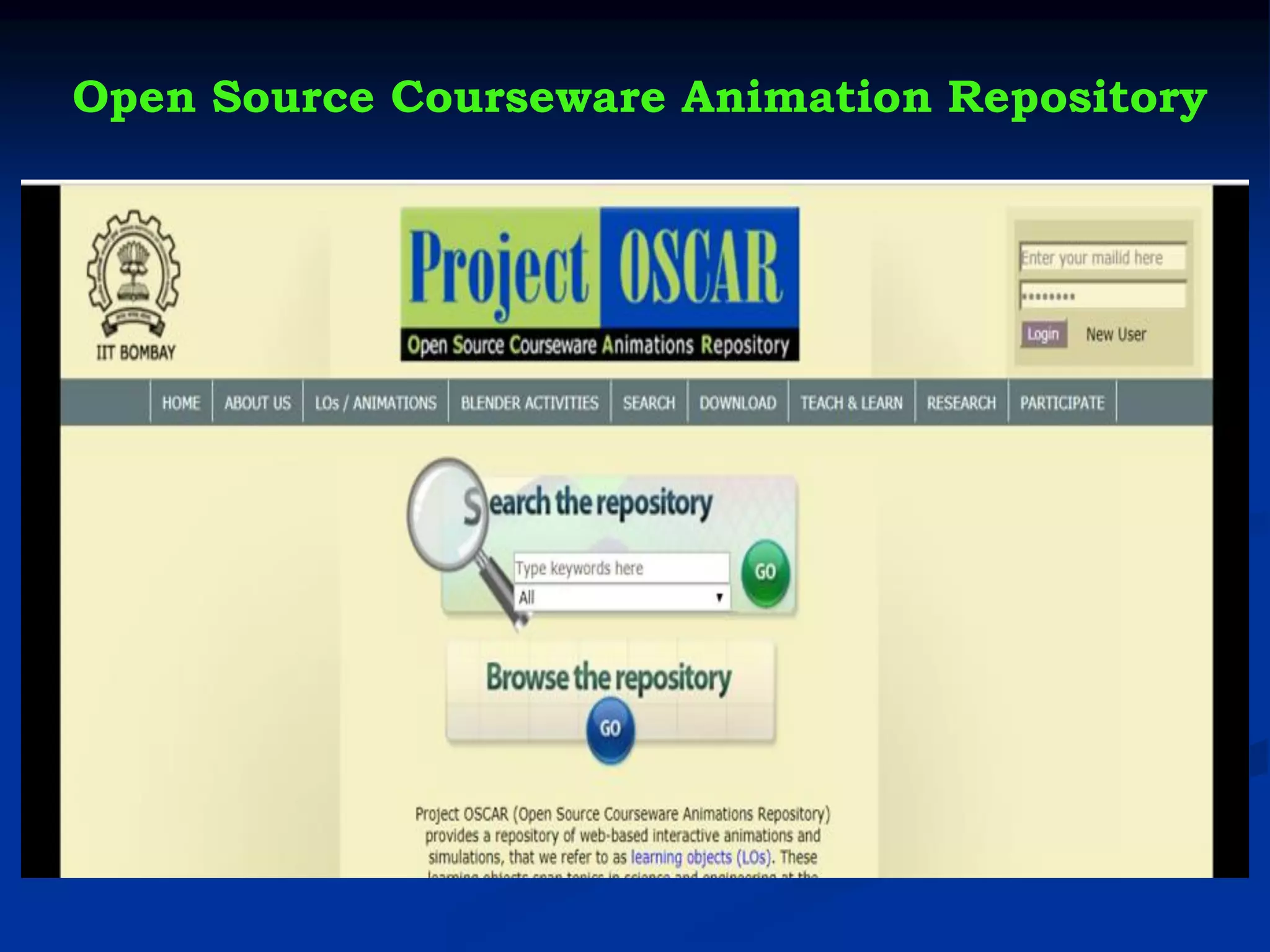 Open Source Courseware Animation Repository
▪
 