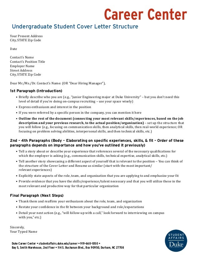 Undergraduate Student Cover Letter Example: Abercrombie 