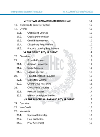 Undergraduate Education Policy 2020 No. 1-32/PERU/UGEPolicy/HEC/2020
I: INTRODUCTION
1. This document provides the objecti...