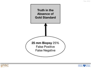 7 févr. 2012
Truth in the
Absence of
Gold Standard
25 mm Biopsy 25%

False Positive

False Negative
 