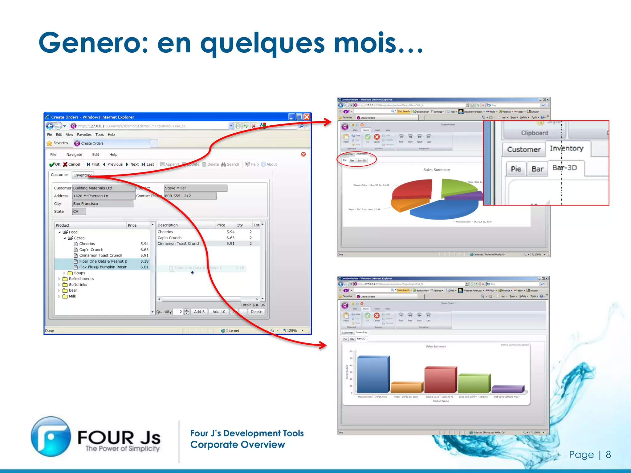 Genero: en quelques mois…




         Four J’s Development Tools
         Corporate Overview
                                      Page | 8
 