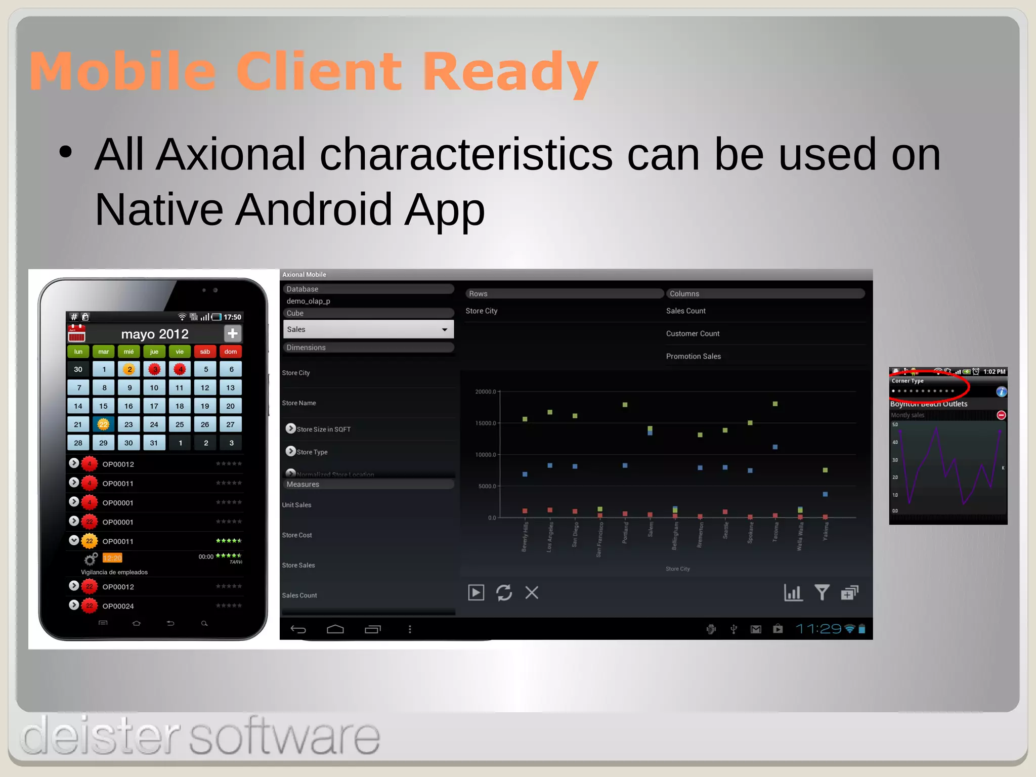 ●
All Axional characteristics can be used on
Native Android App
Mobile Client Ready
 