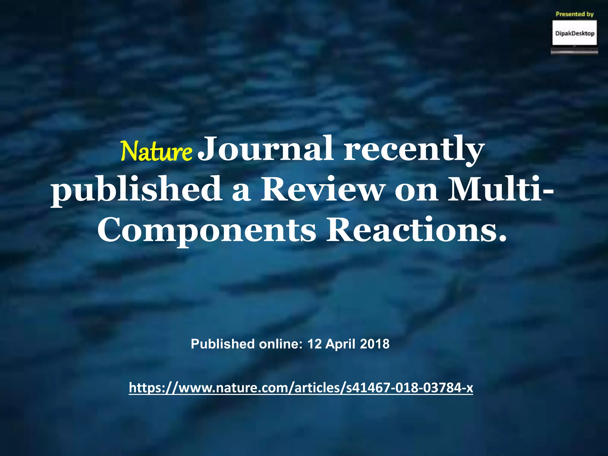 Ugi reaction multicomponent reactions for drug discovery! | PPTX