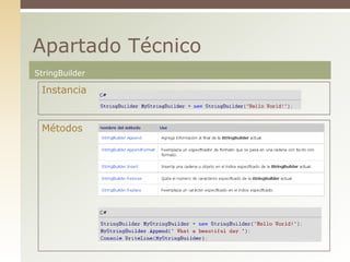 StringBuilderApartado TécnicoInstanciaMétodos