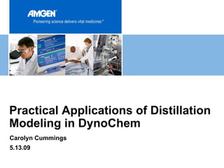 Practical Applications of Distillation
Modeling in DynoChem
Carolyn Cummings
5.13.09
 