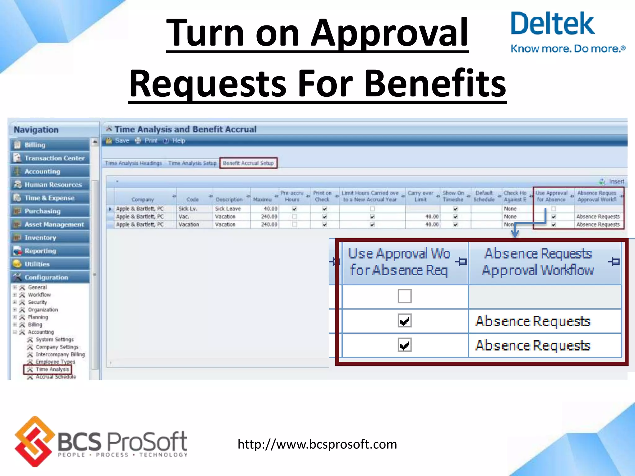http://www.bcsprosoft.com
Turn on Approval
Requests For Benefits
 
