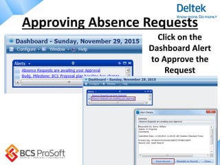 http://www.bcsprosoft.com
Approving Absence Requests
Click on the
Dashboard Alert
to Approve the
Request
 
