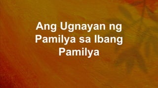 Ang Ugnayan ng
Pamilya sa Ibang
Pamilya
 